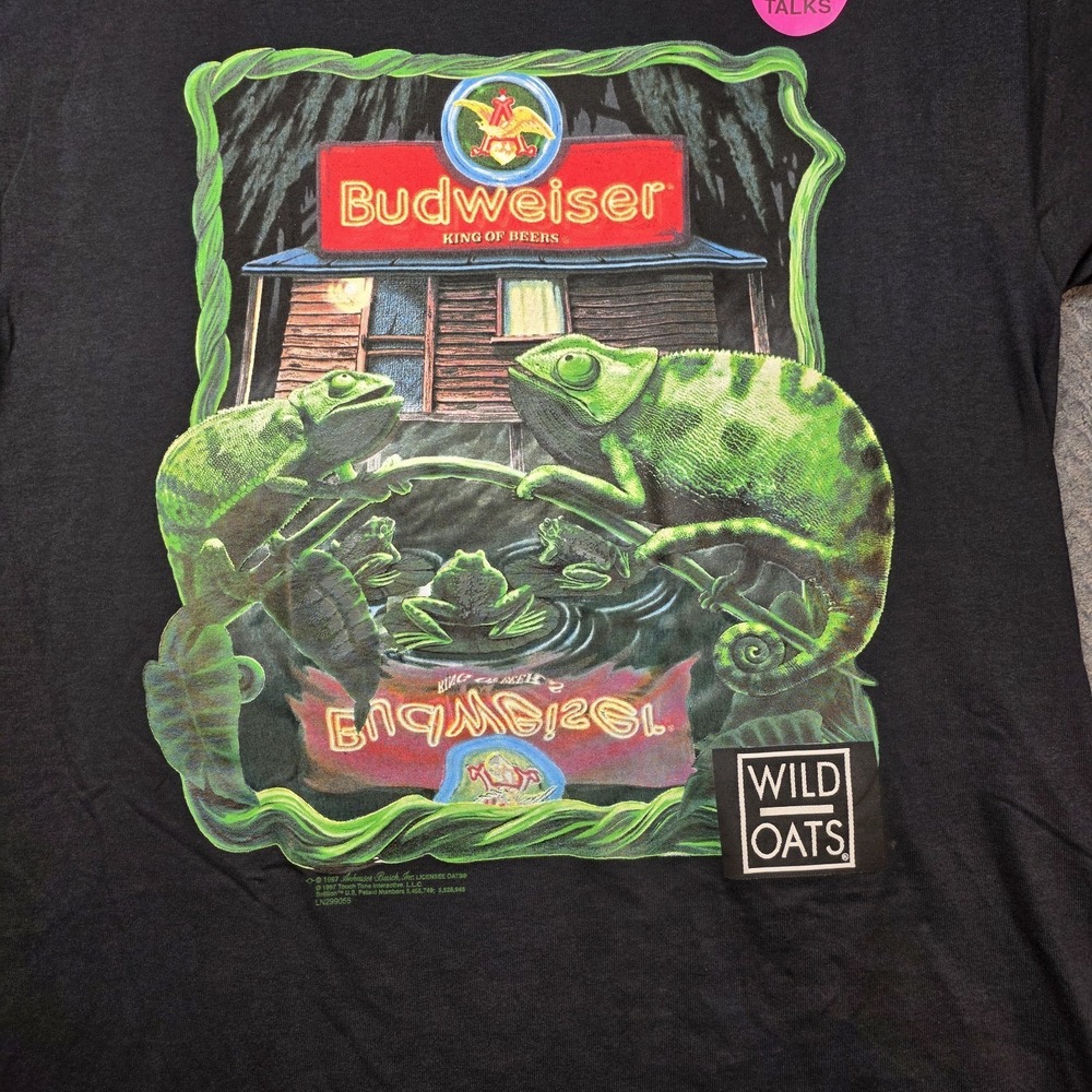 Vintage Budweiser Talking T-Shirt Men Large USA Made NWT Single Stitch 1997 READ - Picture 4 of 14
